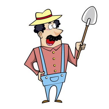 kürek ile karikatür peyzaj mimarı