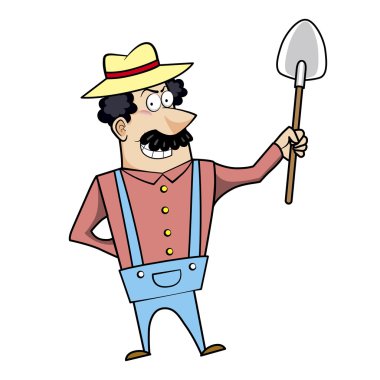kürek ile karikatür peyzaj mimarı