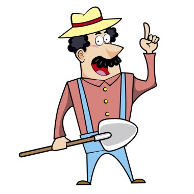 kürek ile karikatür peyzaj mimarı