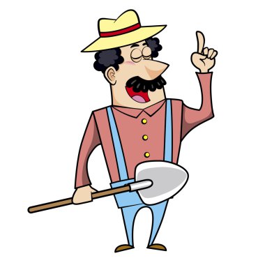 kürek ile karikatür peyzaj mimarı