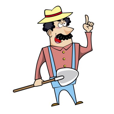 kürek ile karikatür peyzaj mimarı
