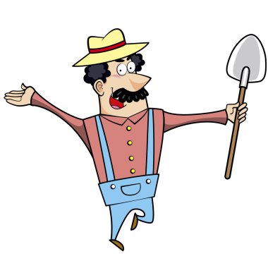 kürek ile karikatür peyzaj mimarı