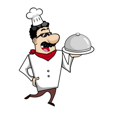 tepsi hizmet ile karikatür Şef