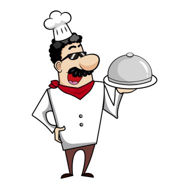 tepsi hizmet ile karikatür Şef