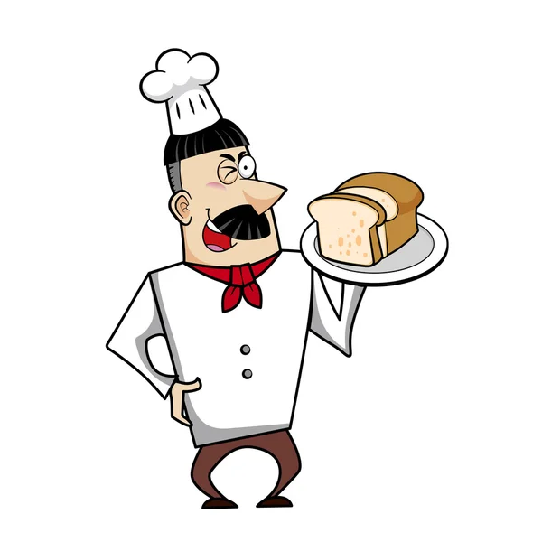 Cartoon Chef with Bread — Stock Vector