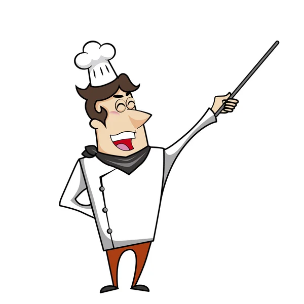 Cartoon Chef with Pointer — Stock Vector