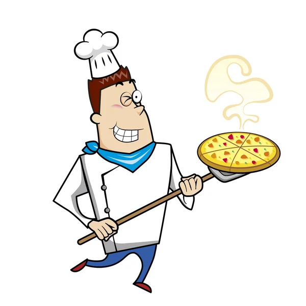 Cartoon Chef with Pizza — Stock Vector