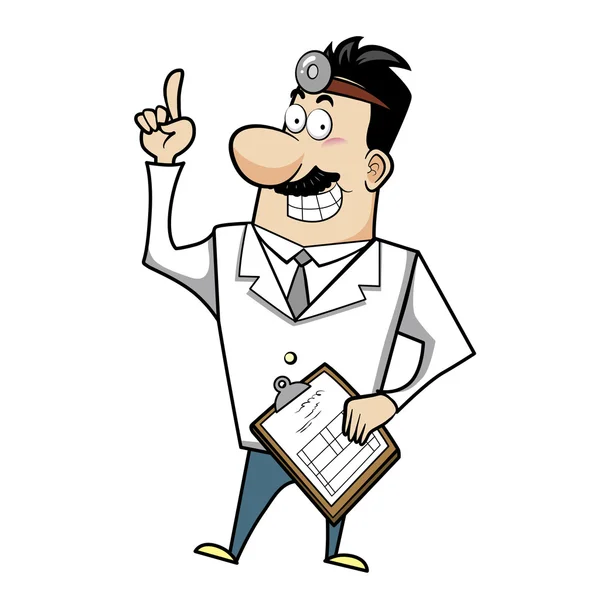 Cartoon Doctor with Clipboard — Stock Vector