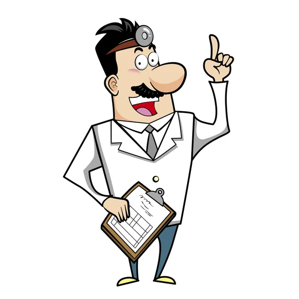 Doctor de dibujos animados con portapapeles — Vector de stock