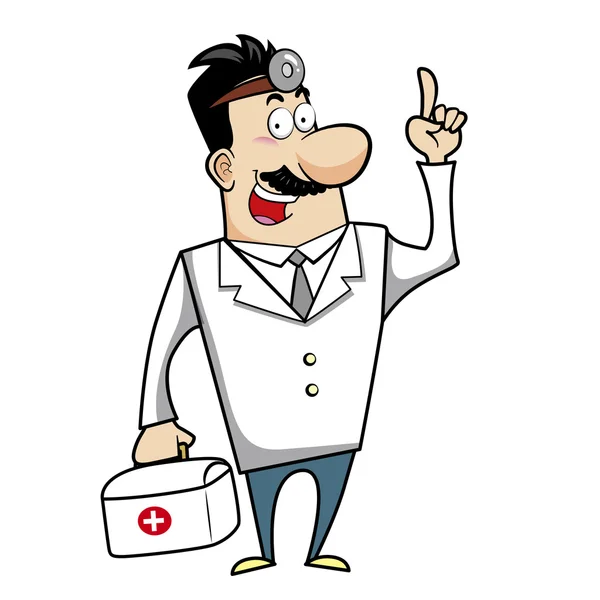 Cartoon Doctor with First Aid Kit — Stock Vector