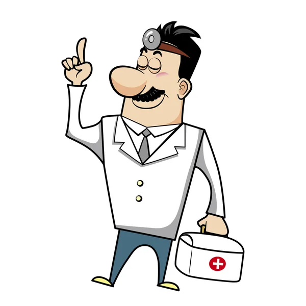 Karikatur Arzt mit Verbandskasten — Stockvektor