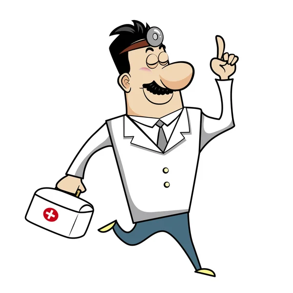 Doctor de dibujos animados con kit de primeros auxilios — Vector de stock