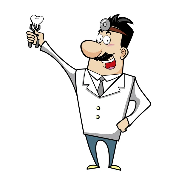 Karikatur Arzt mit Zahn — Stockvektor