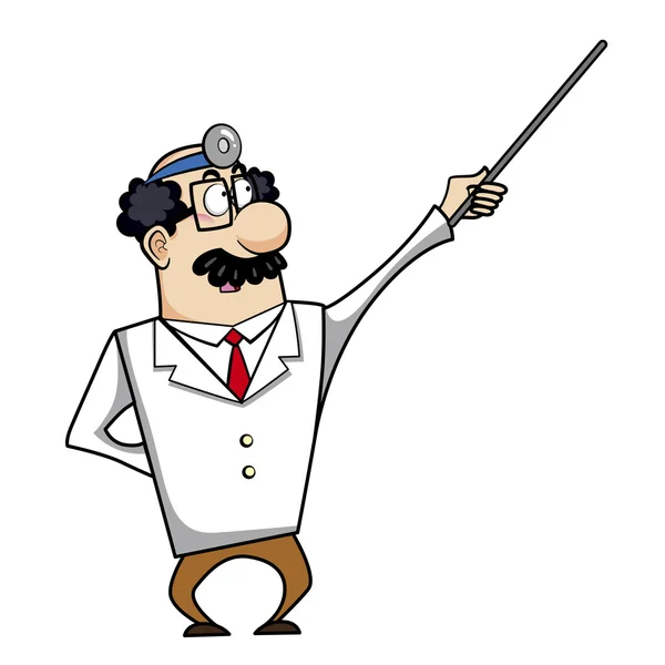 Cartoon Doctor with Pointer — Stock Vector