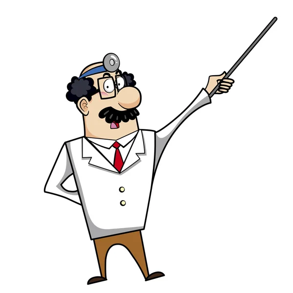 Cartoon Doctor con puntatore — Vettoriale Stock