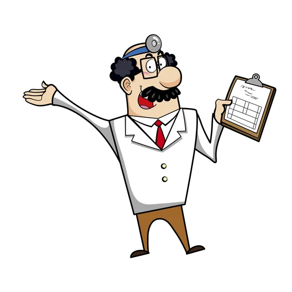 Cartoon Doctor with Clipboard — Stock Vector
