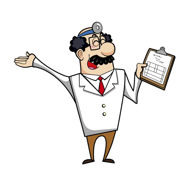 Cartoon Doctor with Clipboard — Stock Vector