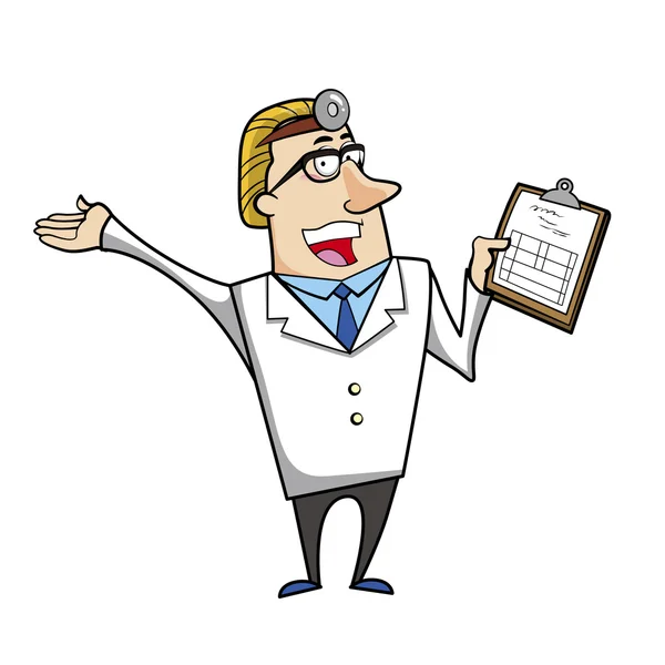 Cartoon Doctor with Clipboard — Stock Vector