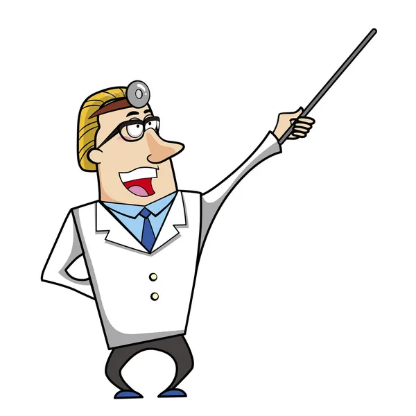 Cartoon Doctor with Pointer — Stock Vector