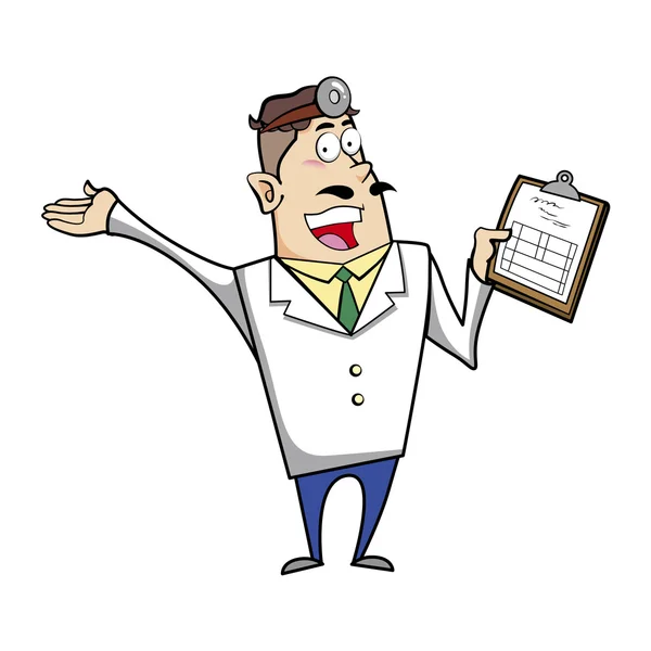 Cartoon Doctor with Clipboard — Stock Vector