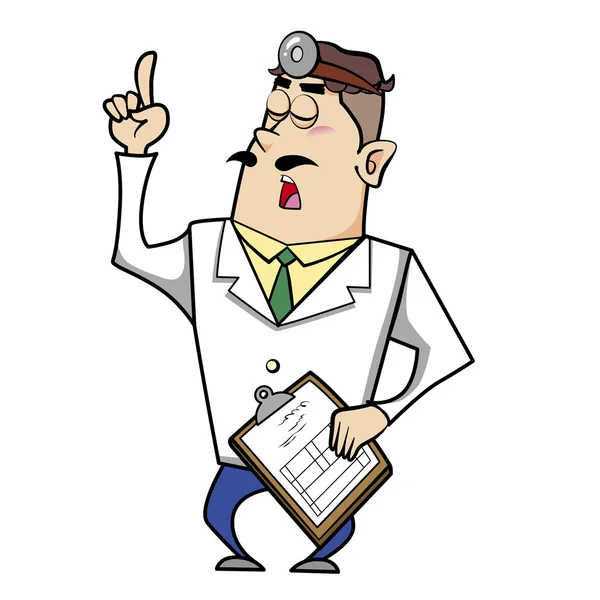 Doctor de dibujos animados con portapapeles — Vector de stock