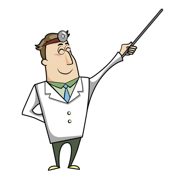 Cartoon Doctor with Pointer — Stock Vector