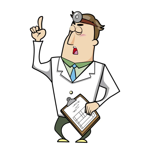 Médico dos desenhos animados com área de transferência — Vetor de Stock