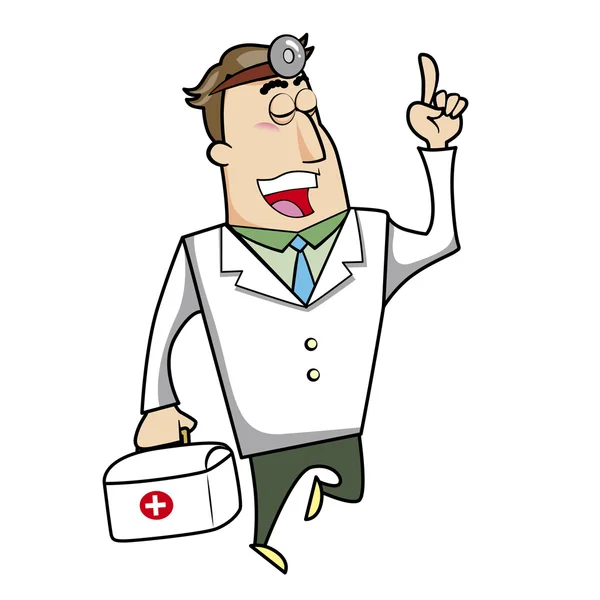 Doctor de dibujos animados con kit de primeros auxilios — Vector de stock