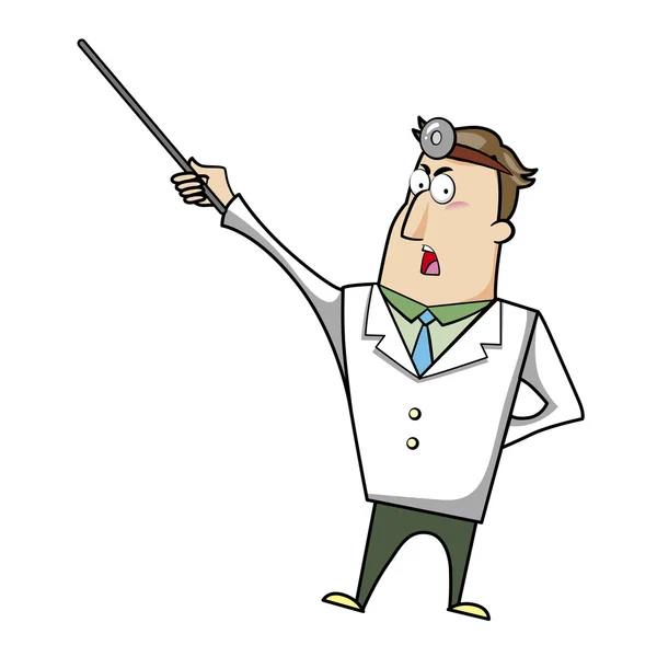 Cartoon Doctor with Pointer — Stock Vector