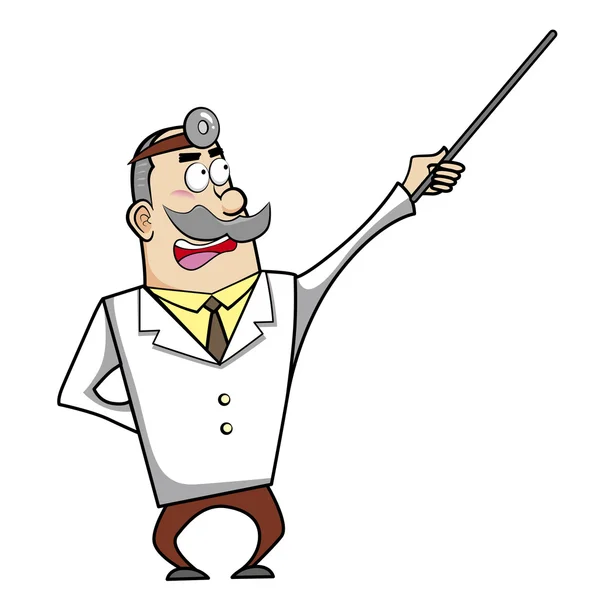 Cartoon läkare med pekaren — Stock vektor