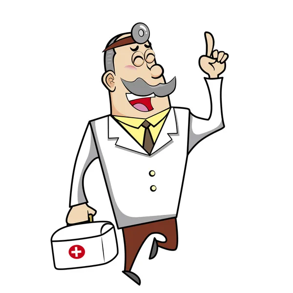 Cartoon Doctor with First Aid Kit — Stock Vector