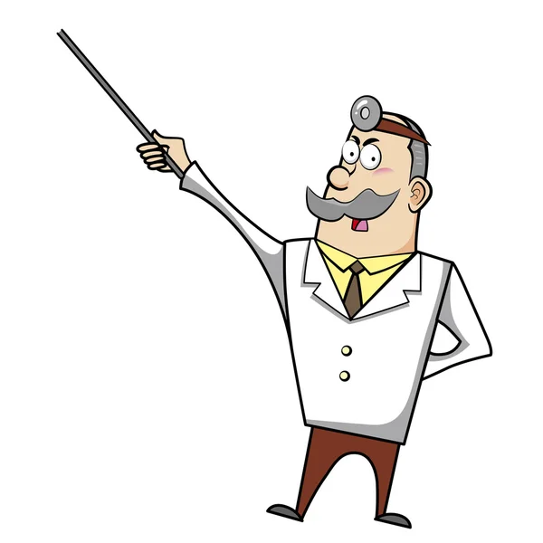 Karikatur Arzt mit Zeiger — Stockvektor