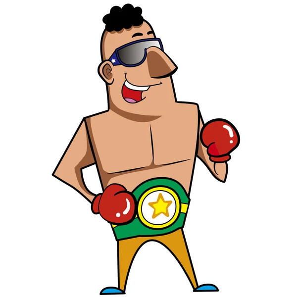 Boxeador de dibujos animados — Vector de stock