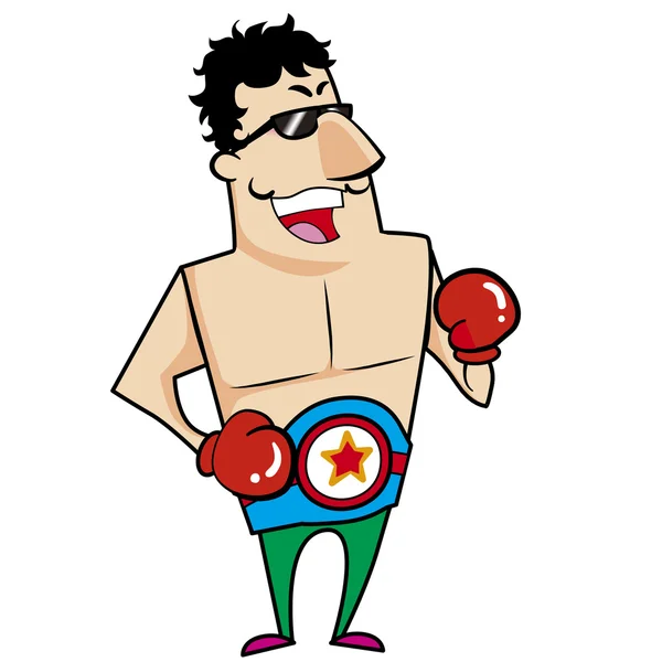Boxeador de dibujos animados — Vector de stock
