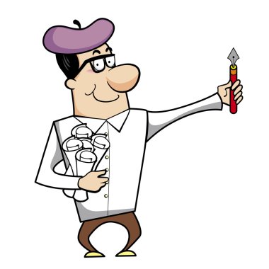 kalem ve kağıt ile karikatür sanatçısı