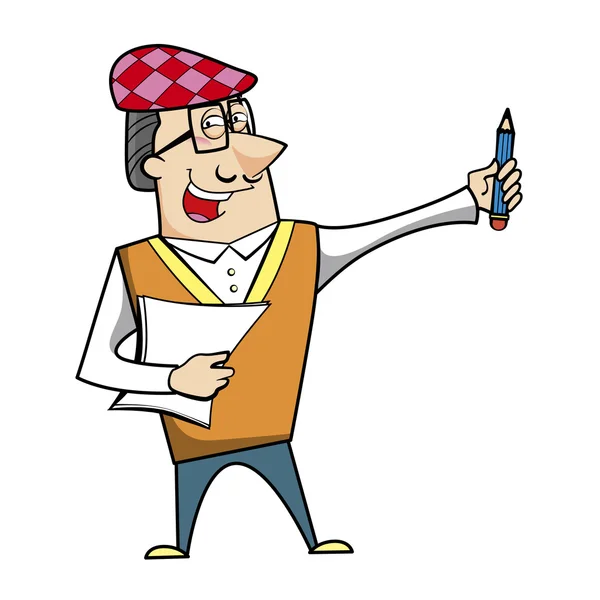 Kalem ve kağıt ile karikatür sanatçısı — Stok Vektör