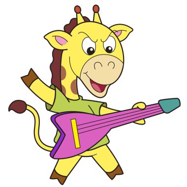 elektro gitar çalmak karikatür zürafa