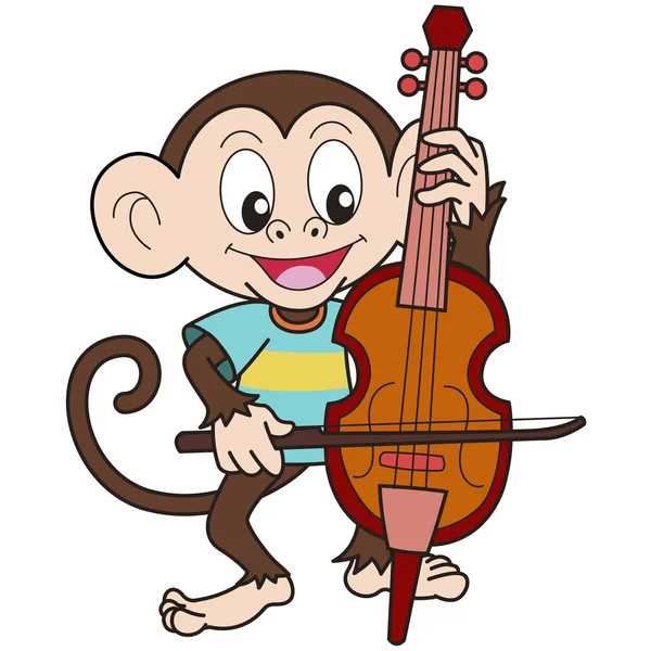 Cartoon aap spelen een cello — Stockvector