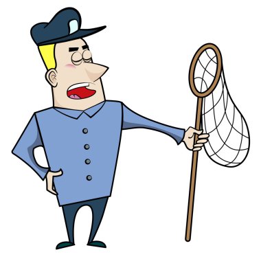 net ile Karikatür hayvan kontrol memuru