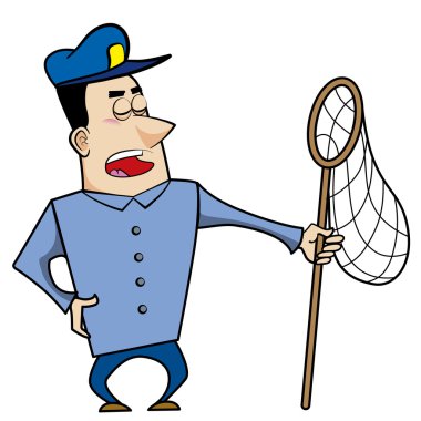 net ile Karikatür hayvan kontrol memuru