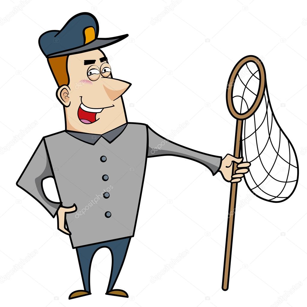 Cartoon Animal Control Officer with Net Stock Vector by ©kchungtw 22214215