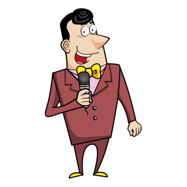 karikatür ana emcee mikrofon ile
