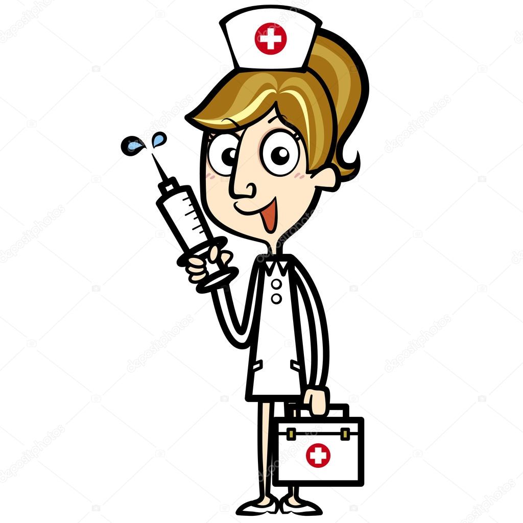 Cartoon Nurse with First Aid Kit and Syringe — Stock Vector © kchungtw ...