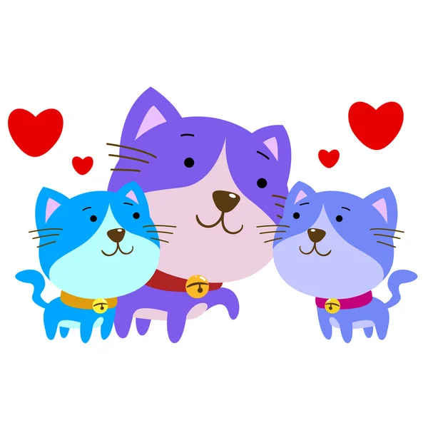 Famille chat mignon — Image vectorielle