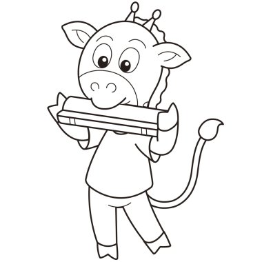 mızıka çalmaya karikatür zürafa