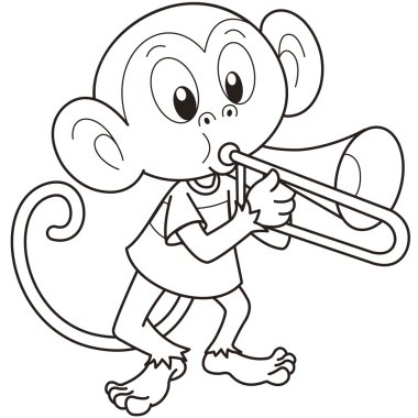 Cartoon Monkey Playing a Trombone clipart
