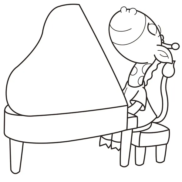 Bir piyano karikatür zürafa — Stok Vektör