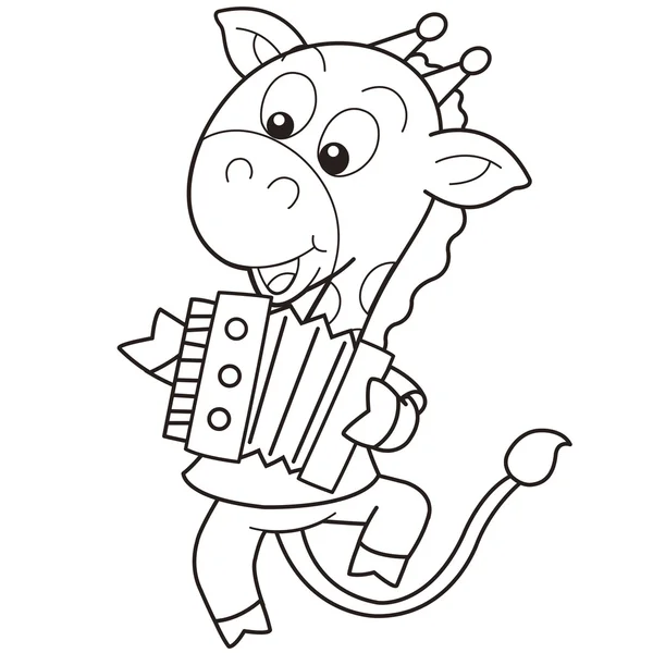 Cartoon Giraffa Suonare una fisarmonica — Vettoriale Stock