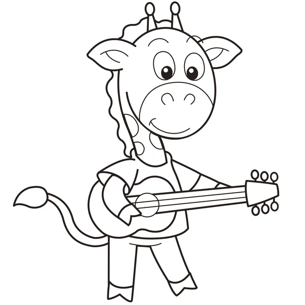 Jirafa de dibujos animados tocando una guitarra — Vector de stock