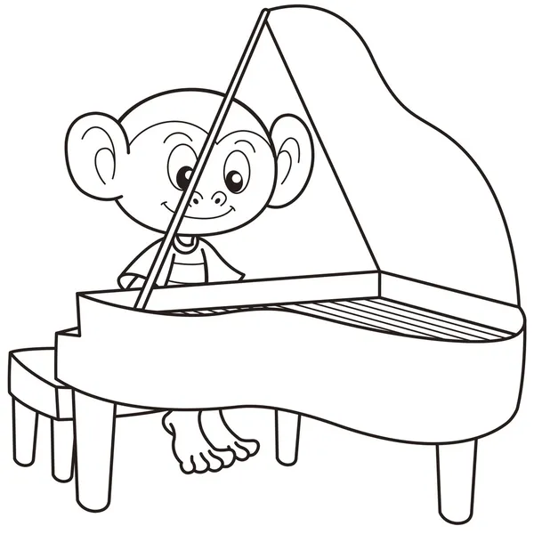 Kreslená opice hrát pinao — Stockový vektor